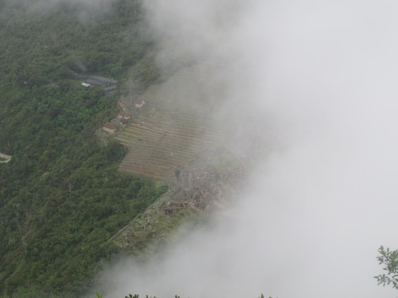the clouds parted for a brief second, and i snapped a picture of the view of machu picchu from above. 